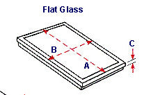Flat glass skylight drawing with illustrated measurements.