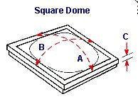 Drawing illustrating measurments of a square dome skylight.